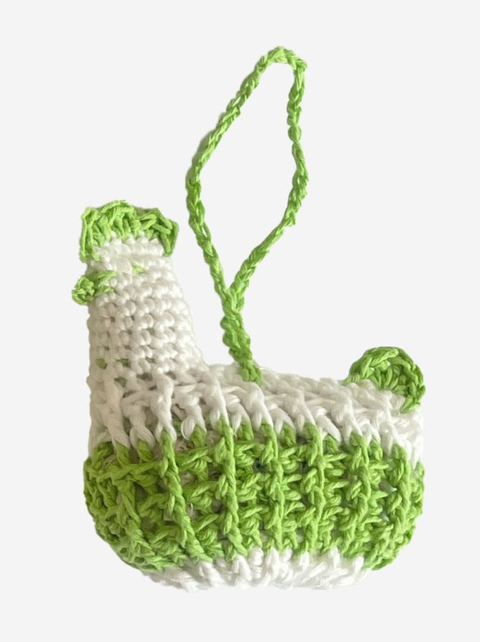 Green Jade with White / Hand Crochet
