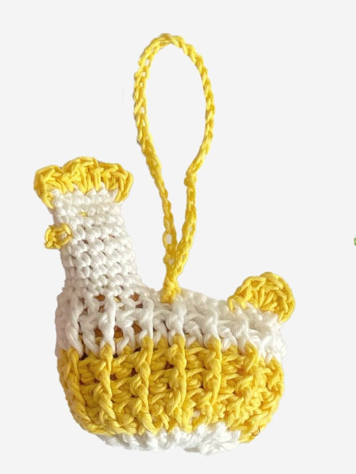 Yellow with White / Hand Crochet