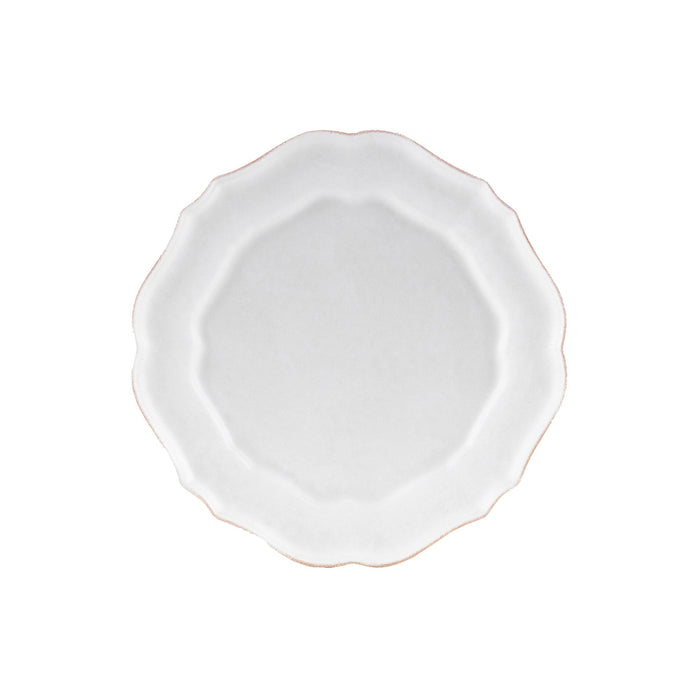 Impressions White Stoneware Dinner Plate — overall form and detail
