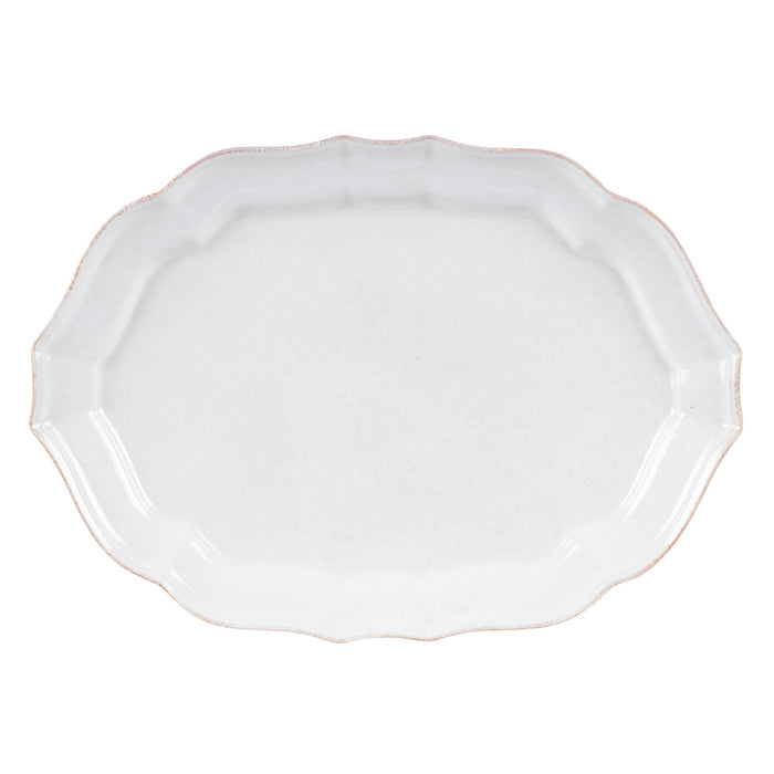Impressions White Stoneware Large Oval Platter — overall form and detail