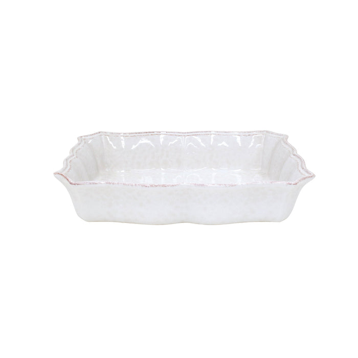 Impressions White Stoneware Large Rectangular Baker — overall form and detail