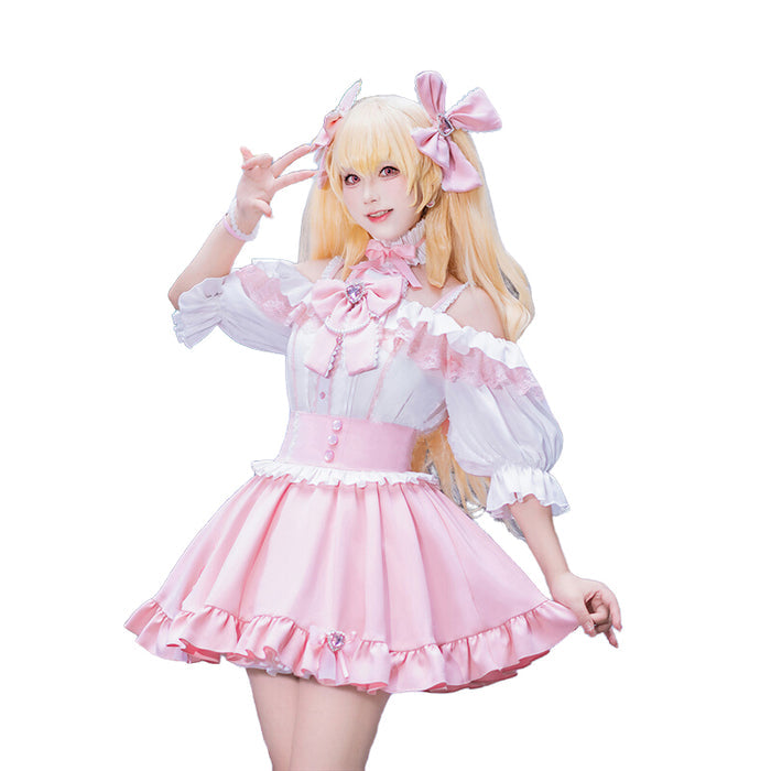 【IN STOCK】DokiDoki-R Anime Aikatsu! Idol Activity Cosplay Hoshimiya Ichigo Cosplay Doujin Jirai Kei