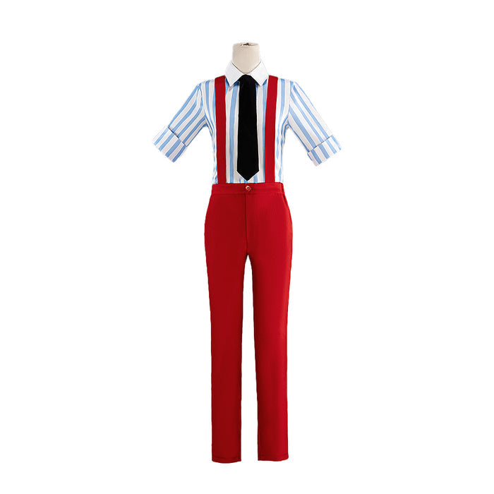 【In Stock】【Size S-3XL】DokiDoki-N Cosplay Mesmerizer Costume Red Overalls Blue White Stripes