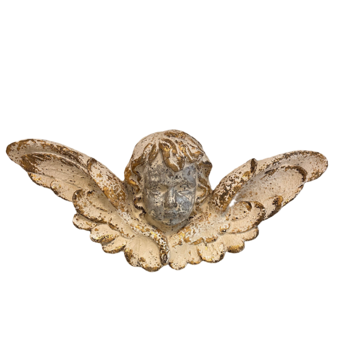 gold angel wall decor, indoor outdoor decorative angel, weather resistant garden wall art, angel sculpture for patio, gold metal wall decor, durable outdoor angel decoration, angel wall hanging for garden, timeless gold wall ornament, elegant angel statue, French country wall accent