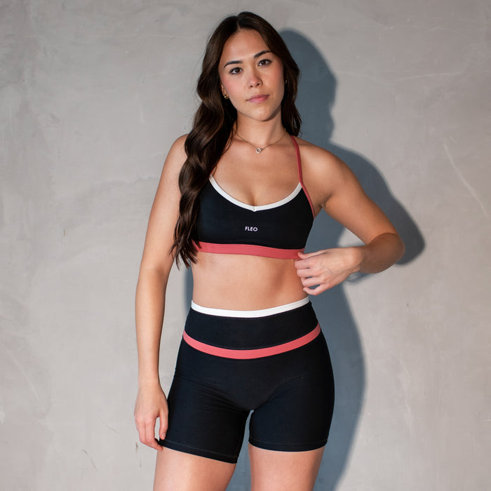 Black + White + Sienna Iris Sports Bra - Medium Support by FLEO - 1