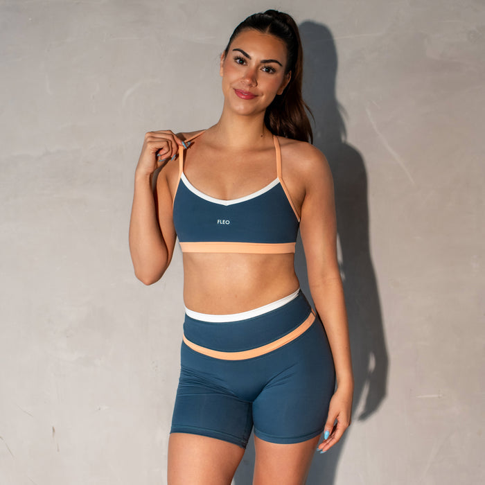 Orion Blue + Orange Cream + White Iris Sports Bra - Medium Support by FLEO - 1