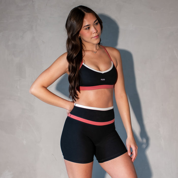 Black + White + Sienna Iris Sports Bra - Medium Support by FLEO - 3
