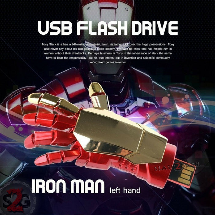 Iron Man USB Flash Drive 2.0 Moveable Hand w/ LED Light 16gb Memory Stick Pendrive