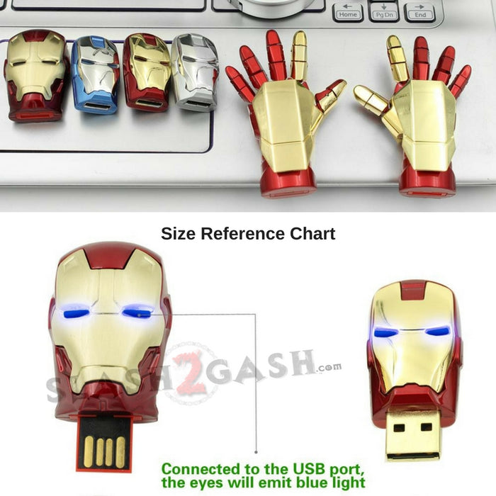 Iron Man USB Flash Drive 2.0 w/ LED Light-up Eyes 16gb Memory Stick Pendrive