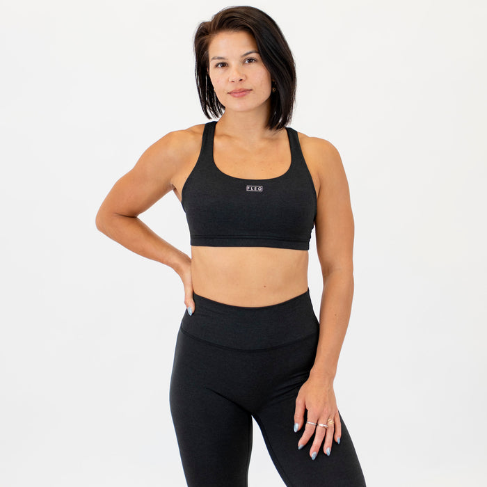 Heather Black - Isla Scoop Neck Sports Bra