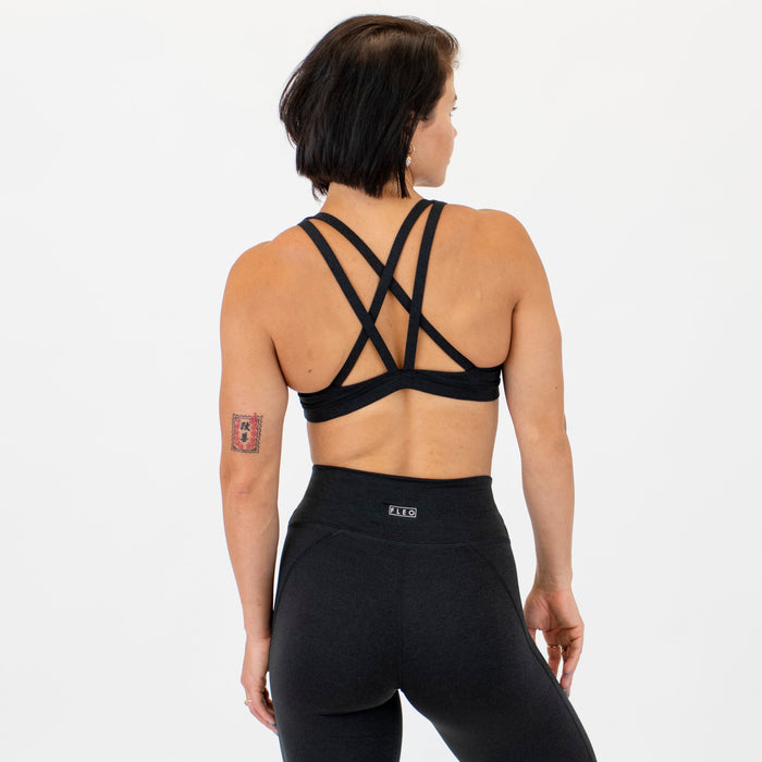 Heather Black - Isla Scoop Neck Sports Bra