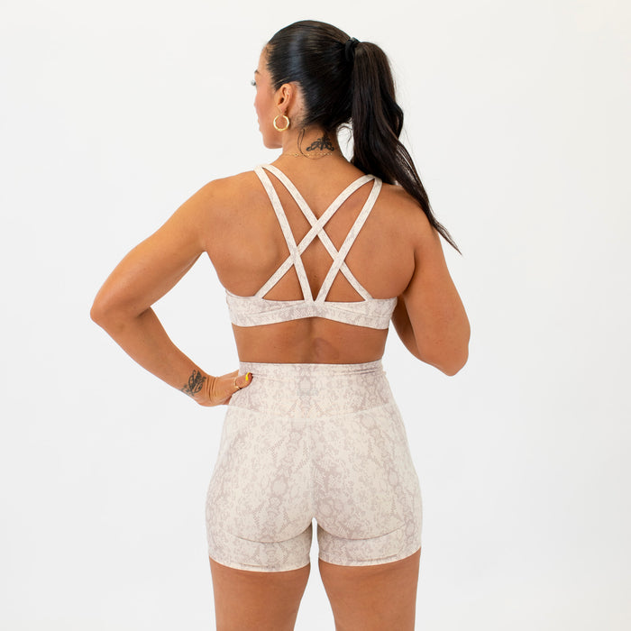 Beige Python - Isla Scoop Neck Sports Bra