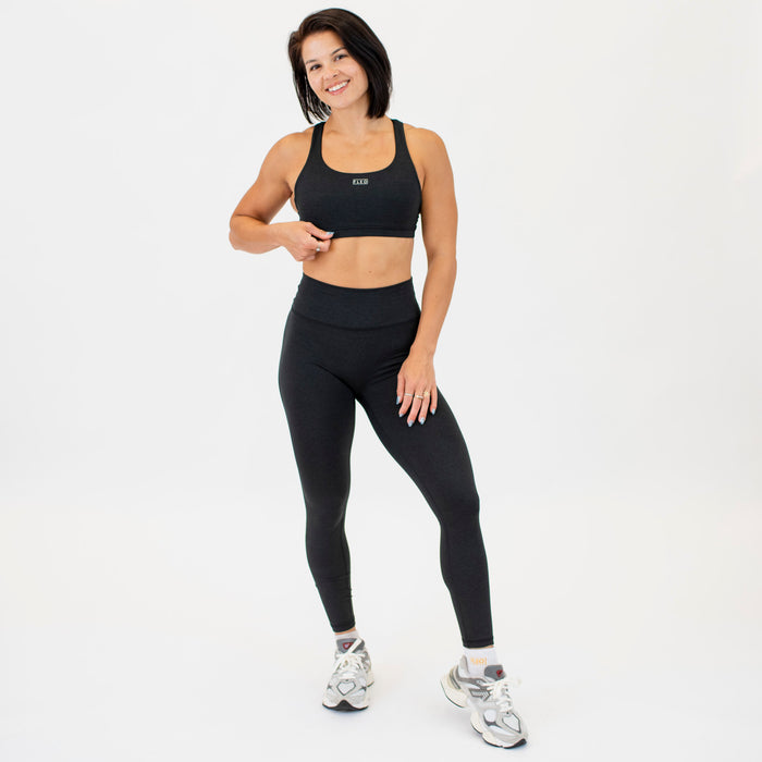 Heather Black - Isla Scoop Neck Sports Bra