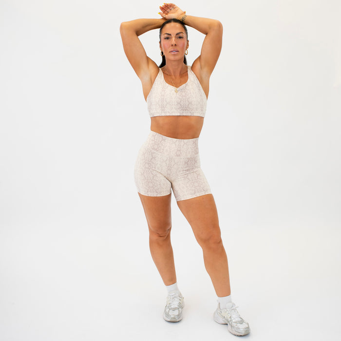 Beige Python - Isla Scoop Neck Sports Bra