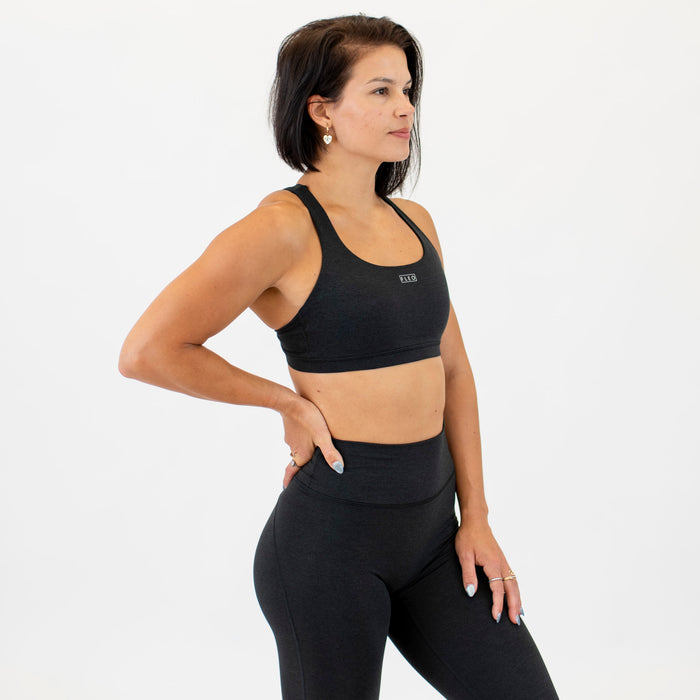 Heather Black - Isla Scoop Neck Sports Bra