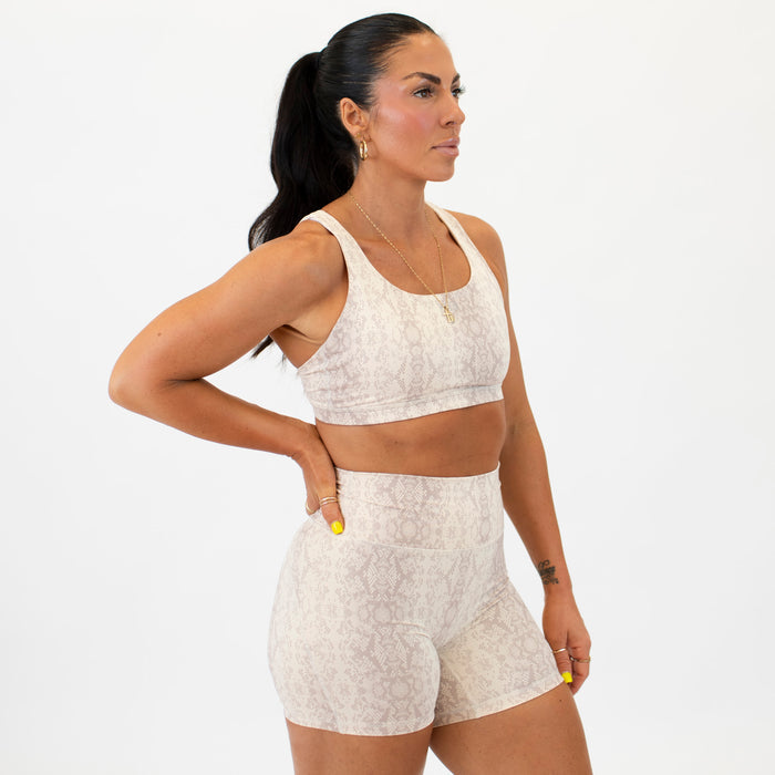 Beige Python - Isla Scoop Neck Sports Bra
