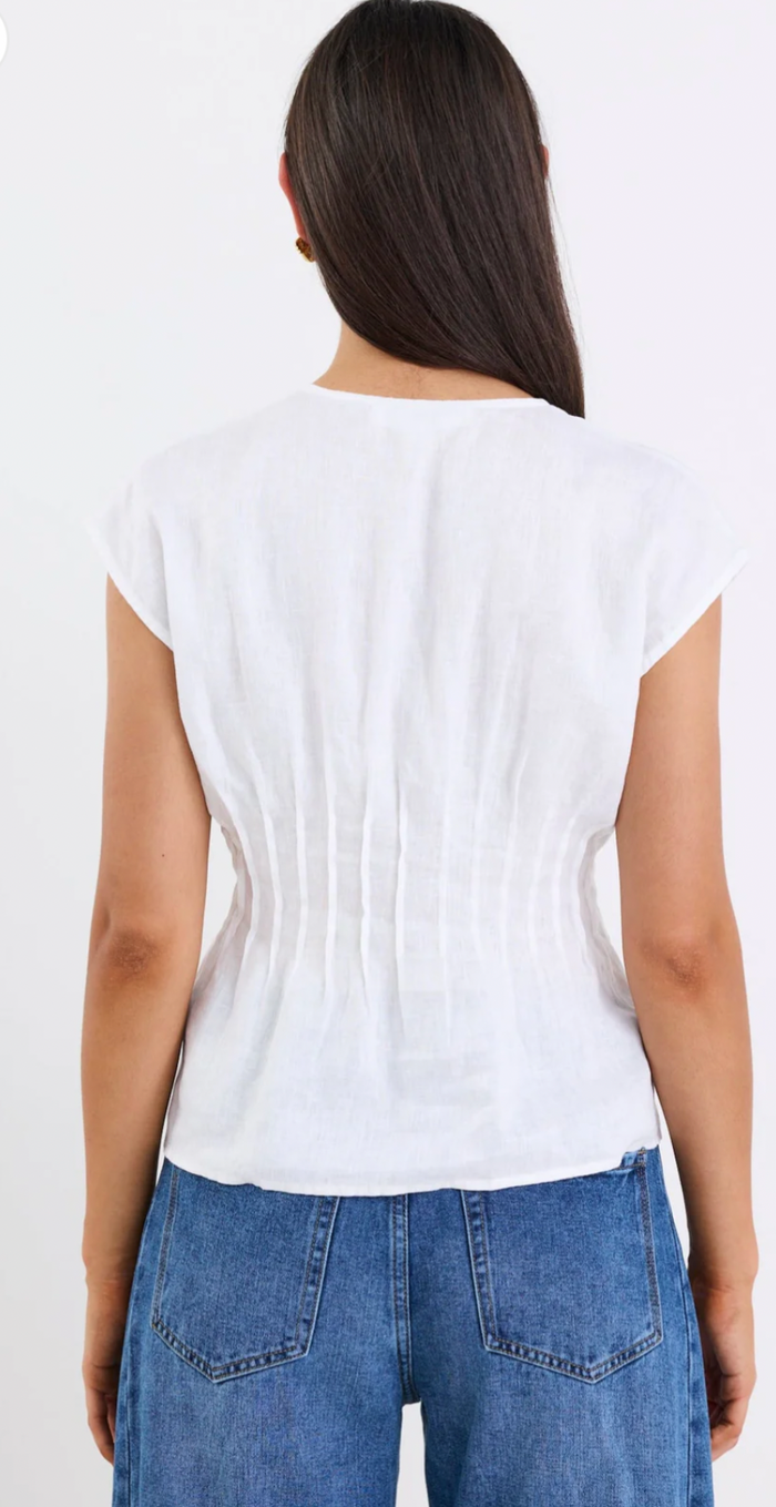 IVY AND JACK- Nouveau Ivory Linen Tie Front Vest