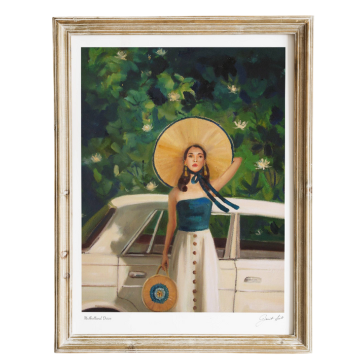Janet Hill Mulholland Drive, Hollywood glam art print, vintage California artwork, fine art 8.5x11 print, archival ink illustration, cotton rag art paper, Los Angeles inspired print, dreamy feminine artwork, digitally signed art print, collectible Janet Hill