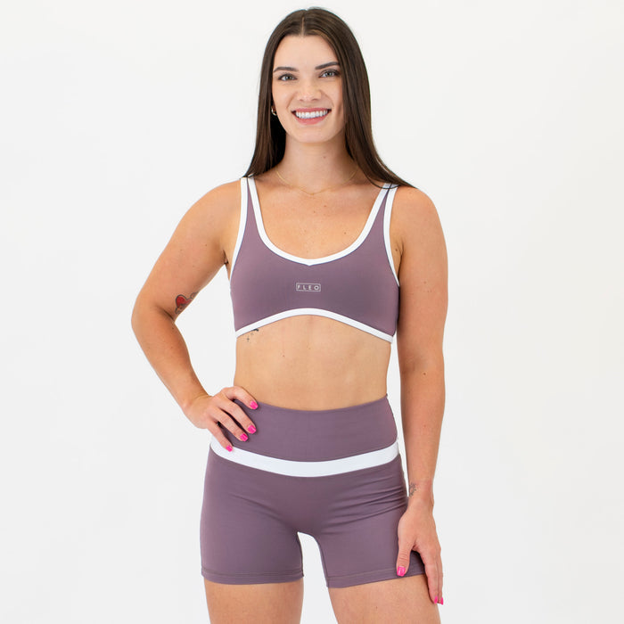 Smoky Mauve & White Jett Bralette - Light Support