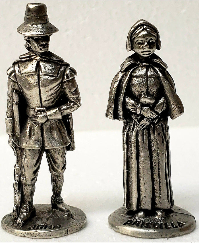 John & Priscilla Alden Pewter Figurine Set