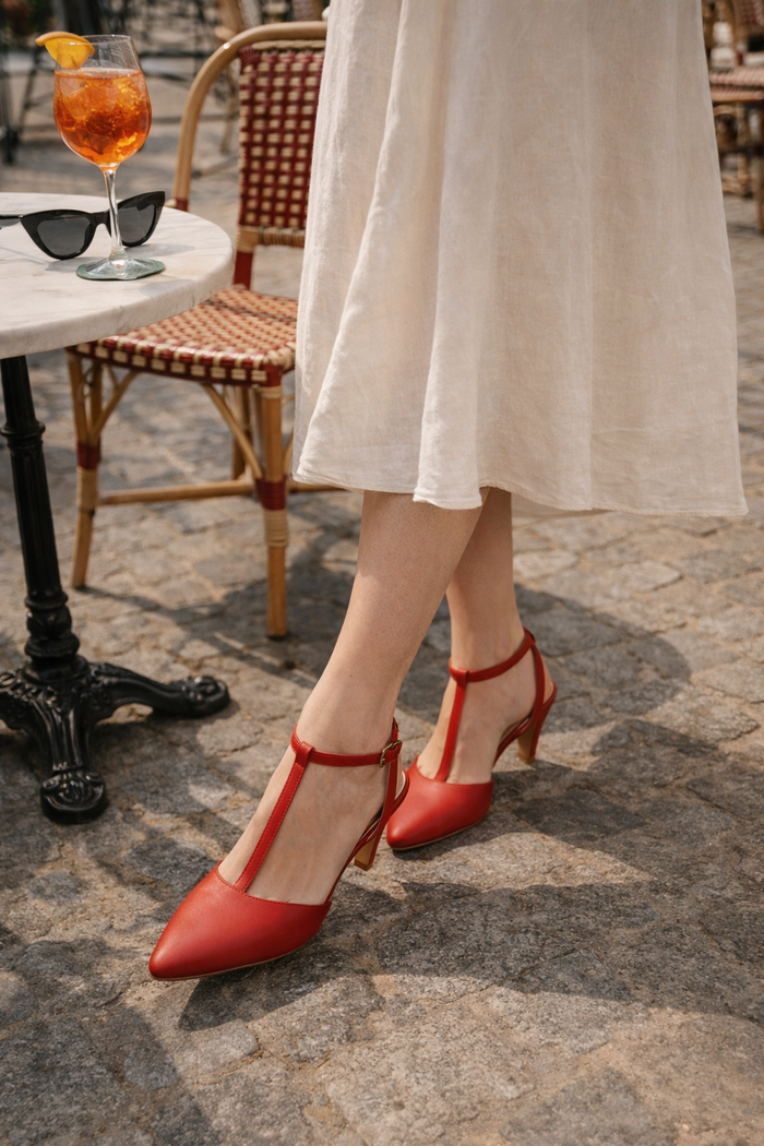 Katie n Me Red Joan Heels