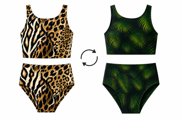 Kids Reversible Wild Tankini Set
