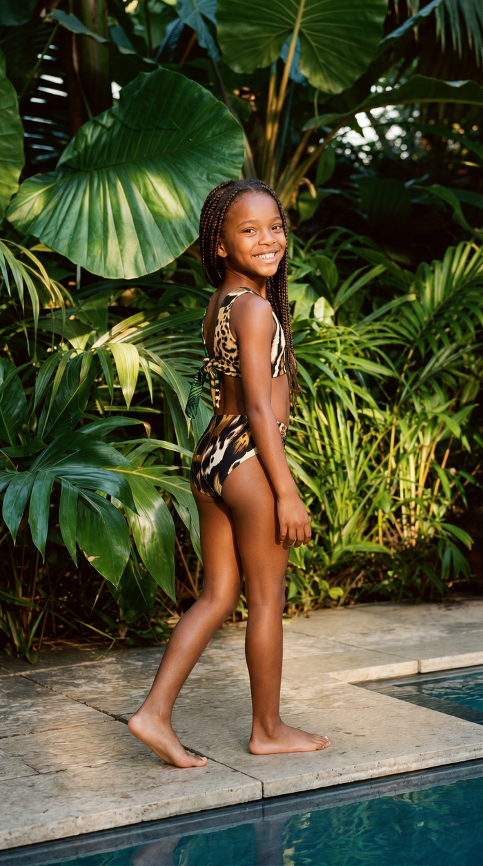 Kids Reversible Wild Tankini Set