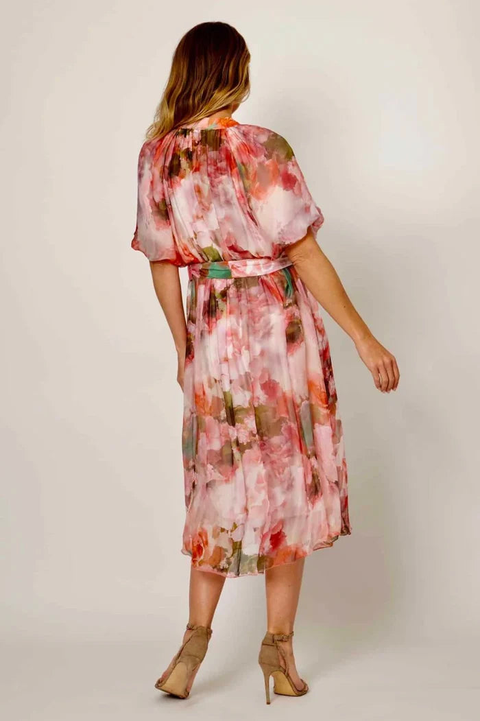 La Strada Amara Pink/Olive Shirt Dress - Short Sleeve