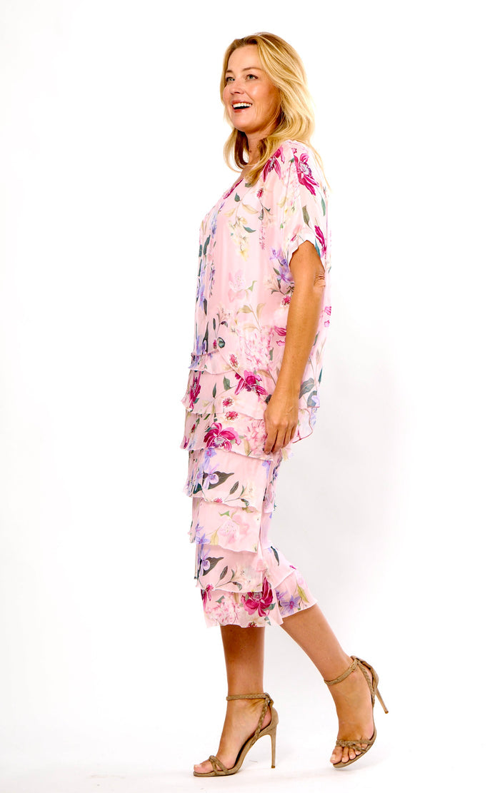 La Strada Pink Floral Silk Dress