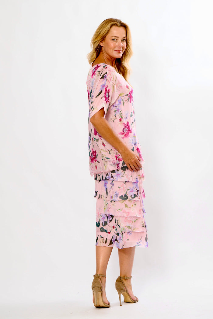 La Strada Pink Floral Silk Dress