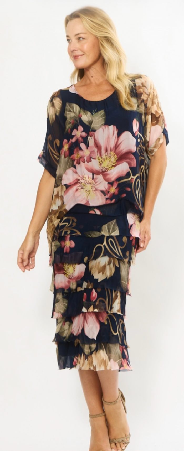 La Strada Pink Floral Silk Dress