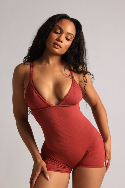 Lace Demi Romper - Berry Glaze
