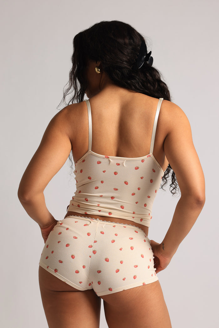 Lace Demi Tank - Strawberries & Cream