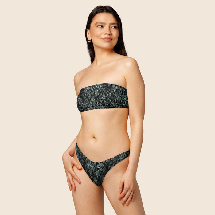 Lace-Like Print Recycled Bandeau Bikini