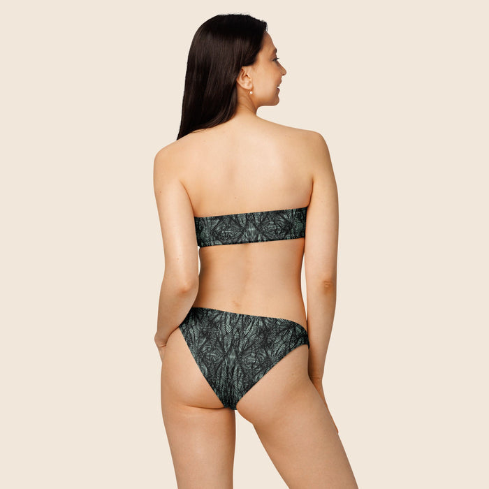 Lace-Like Print Recycled Bandeau Bikini