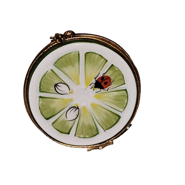 Ladybug Lime Limoges Box Porcelain Limoges fruit vegetable French Trinket Box