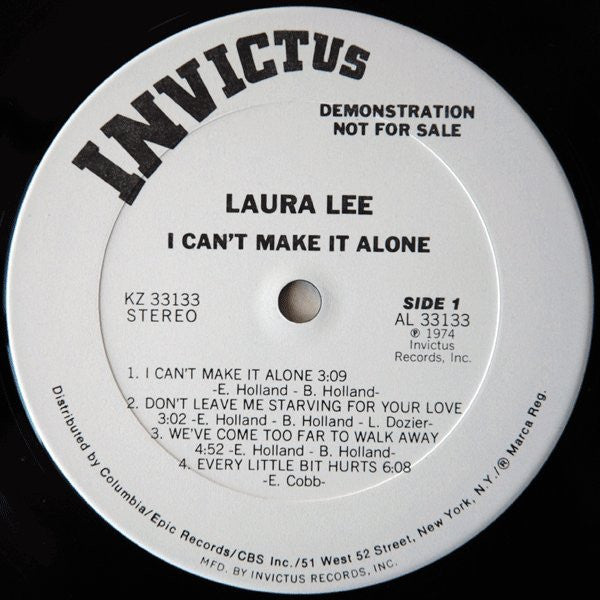 Laura Lee - I Can't Make It Alone (LP) [US] 1st (Very Good Plus (VG+))