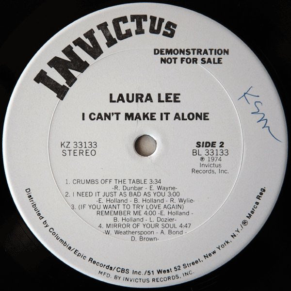 Laura Lee - I Can't Make It Alone (LP) [US] 1st (Very Good Plus (VG+))