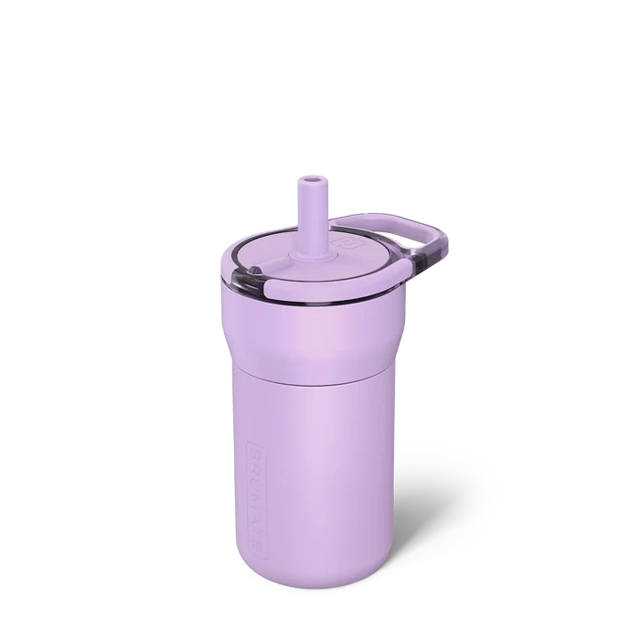Purple tumbler with a straw