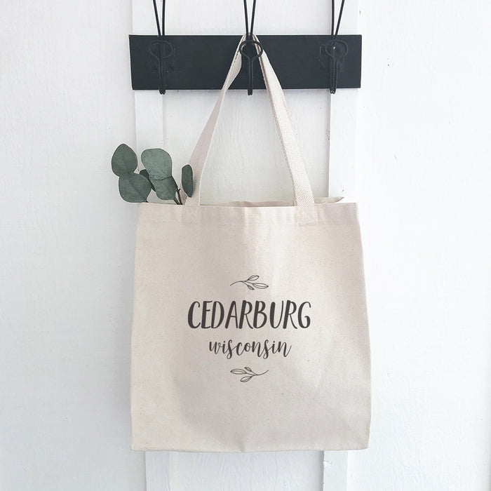 Leaf Framed City/State - Custom Canvas Tote Bag