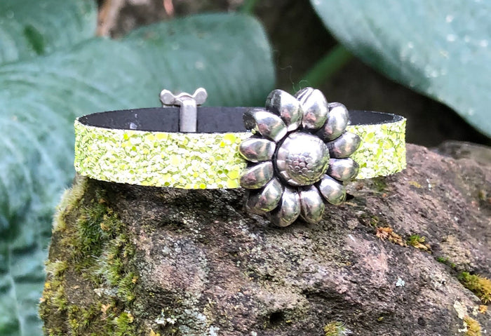 Leather Bracelet - Confetti with Sea Turtle