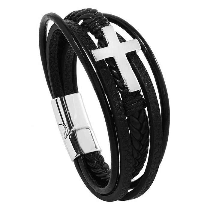 Leather Cross Bracelet