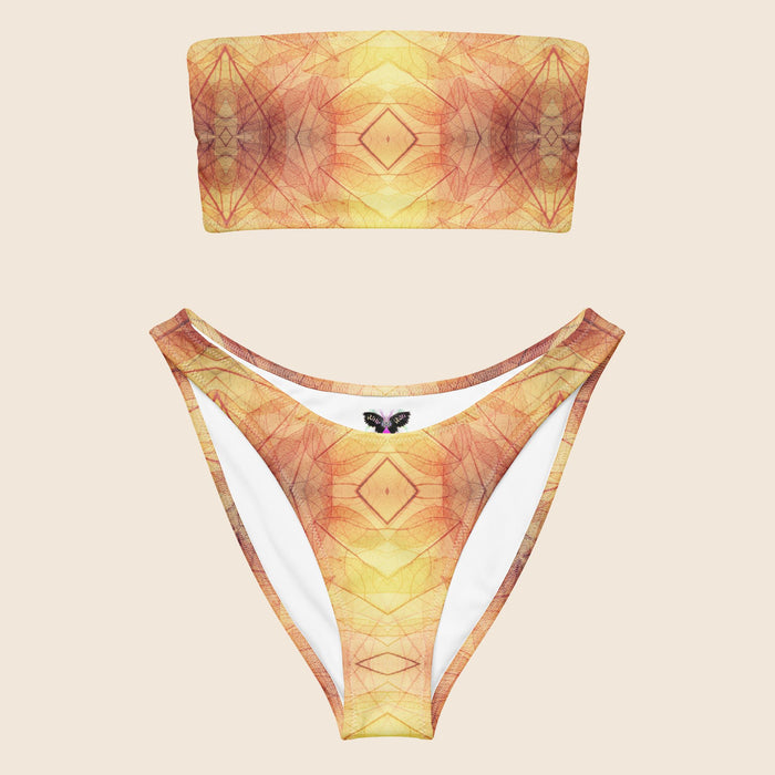 Leaves Print Recycled Bandeau Bikini