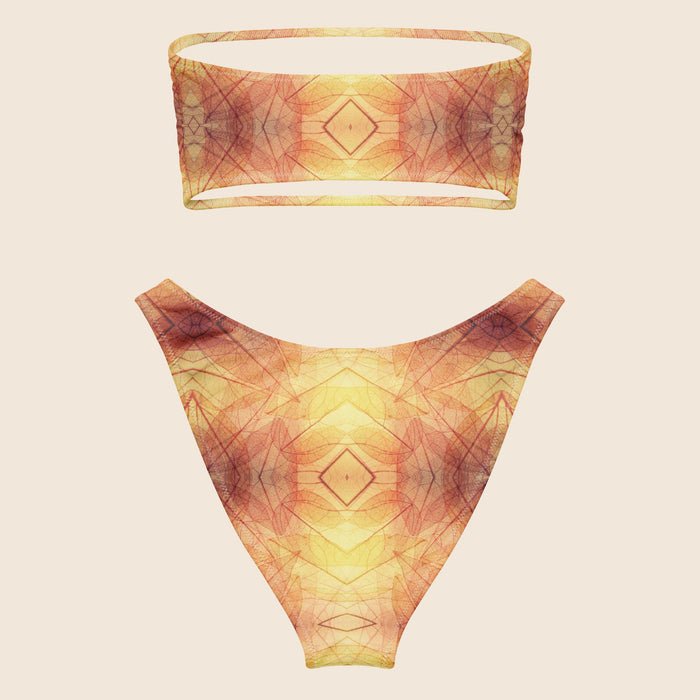 Leaves Print Recycled Bandeau Bikini