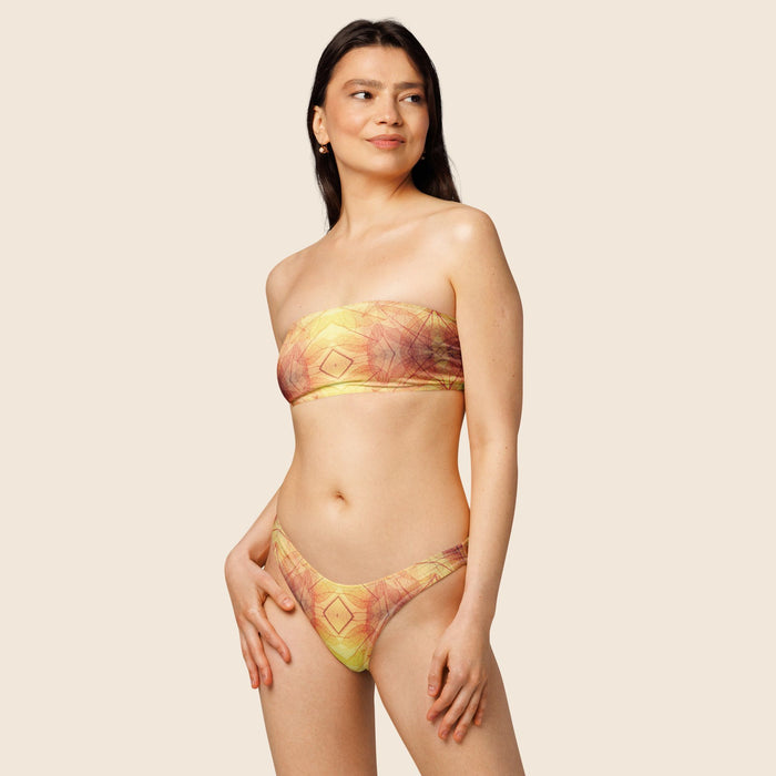 Leaves Print Recycled Bandeau Bikini