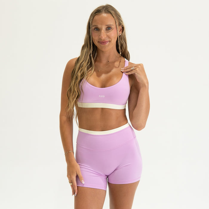 Lilac Blush + Heather White Lexi Sports Bra - Medium Support by FLEO - 1