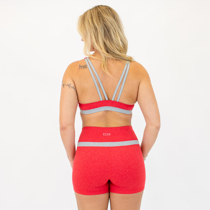 Lexi Sports Bra - Heather Lollipop and Heather Light Gray -2