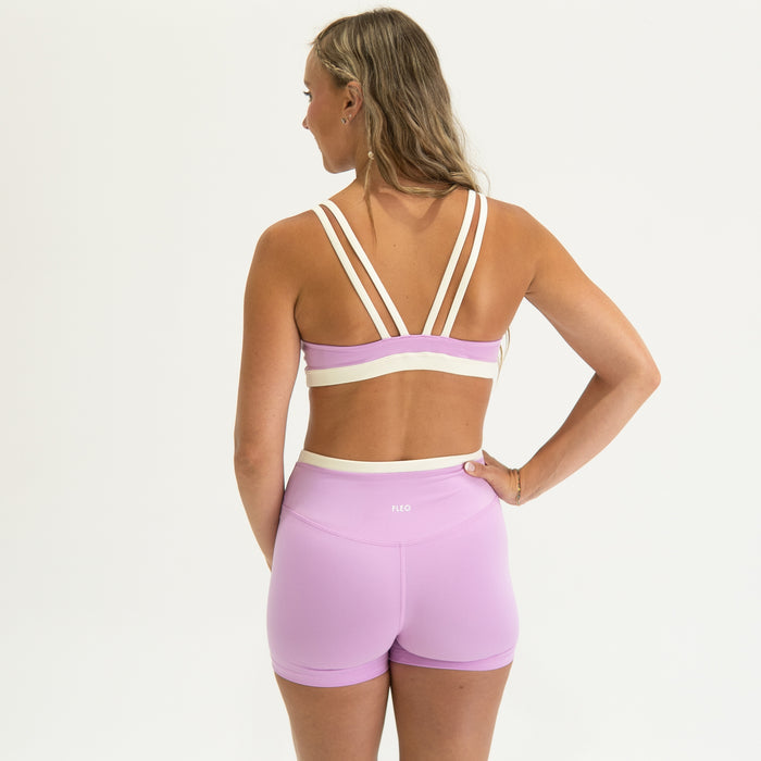 Lilac Blush + Heather White Lexi Sports Bra - Medium Support by FLEO - 2