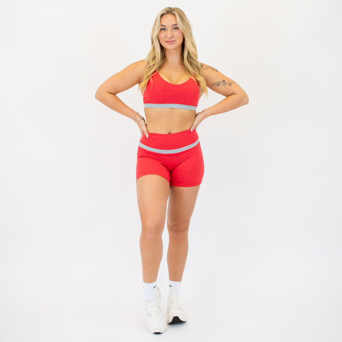Lexi Sports Bra - Heather Lollipop and Heather Light Gray -3