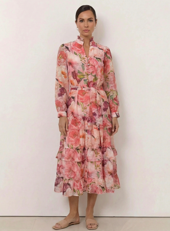Liberty Rose Blush floral Teared Dress